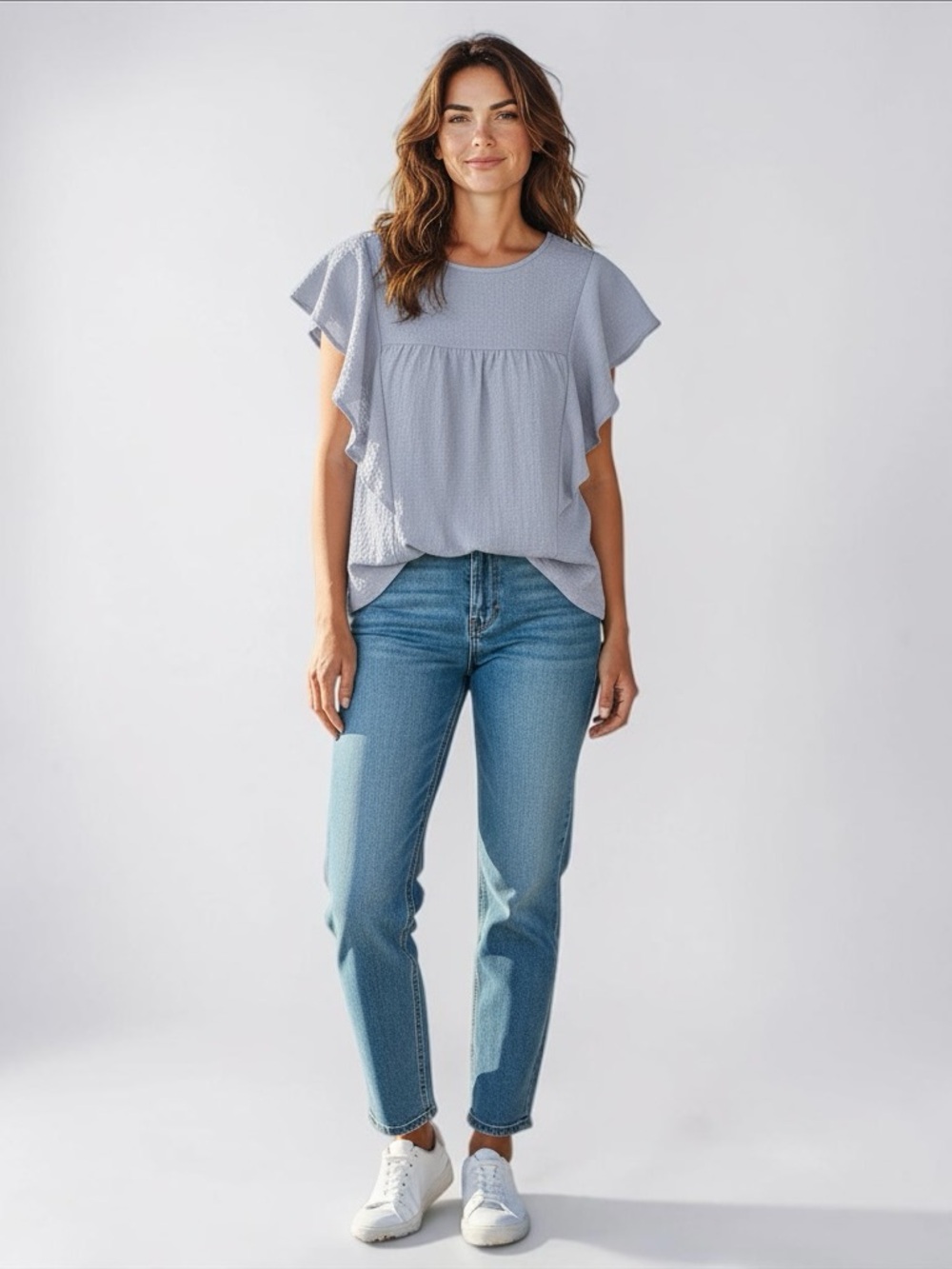 New Banana Republic Light Blue Flutter Sleeve Blouse M